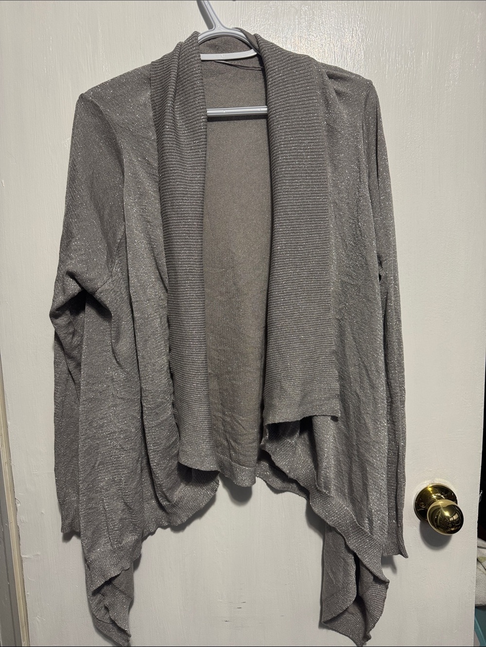 Lightweight Draped Gray Open-Front Women's Cardigan